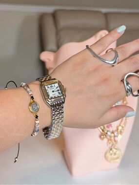 Two-Tone Square Bracelet Watch